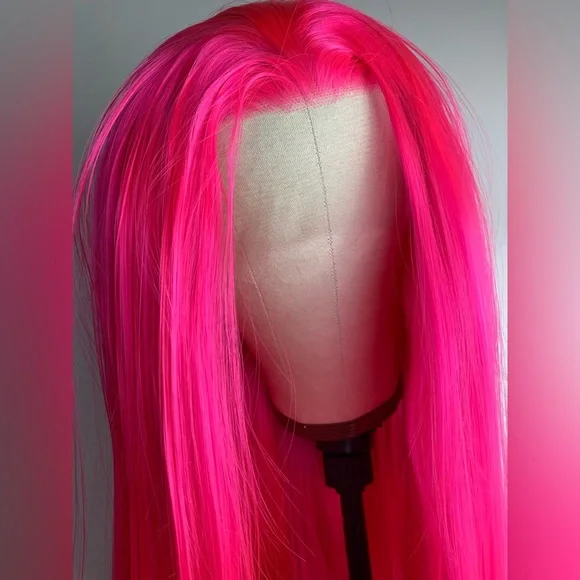 Long Pink Wigs -Pink lace Front Wigs